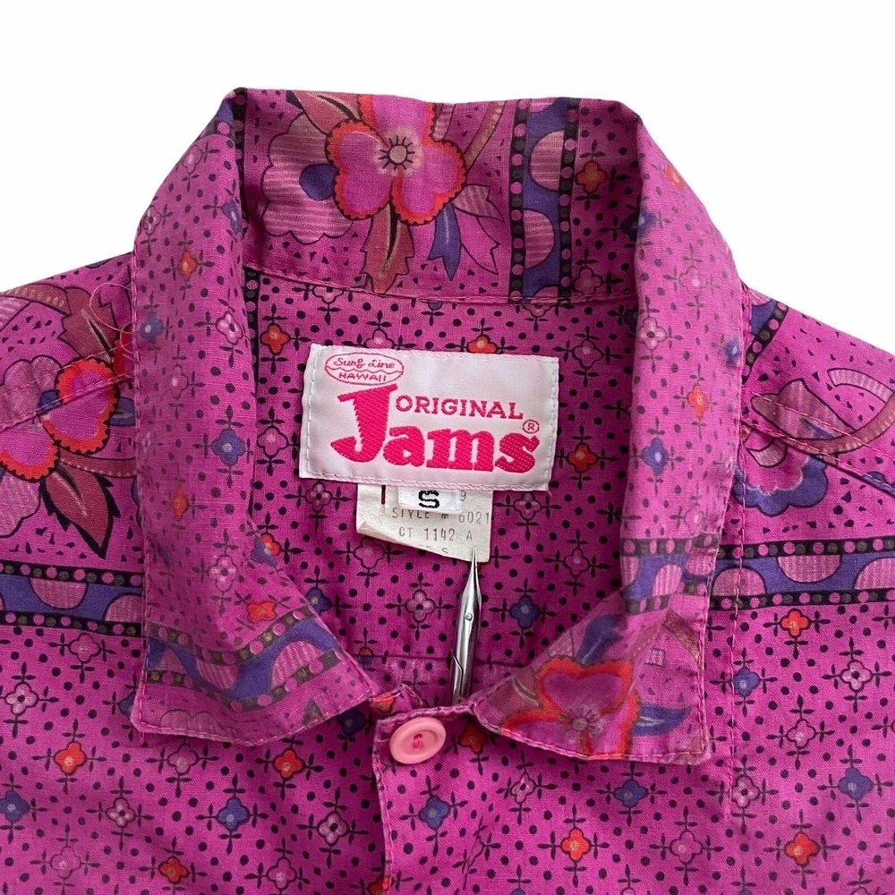 Vintage Original Jams Hawaiian Button Up Shirt size Small Made in USA
